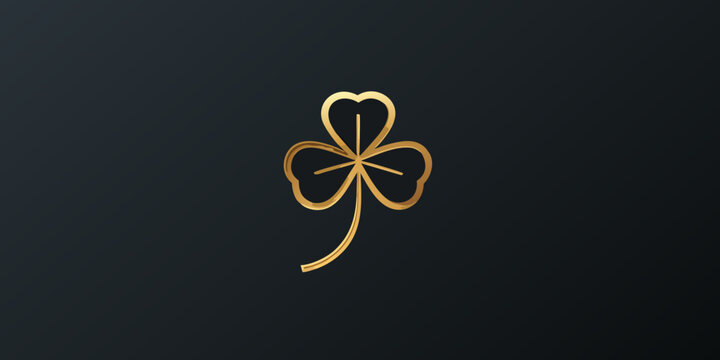 Golden Clover Icon On Dark Background Minimalist Design