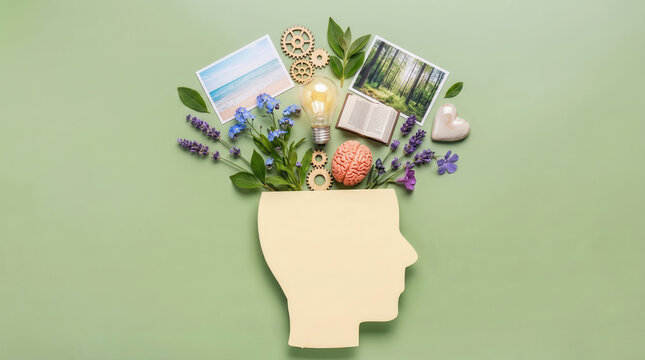 Nature inspired mental wellness concept with creativity and emotional balance