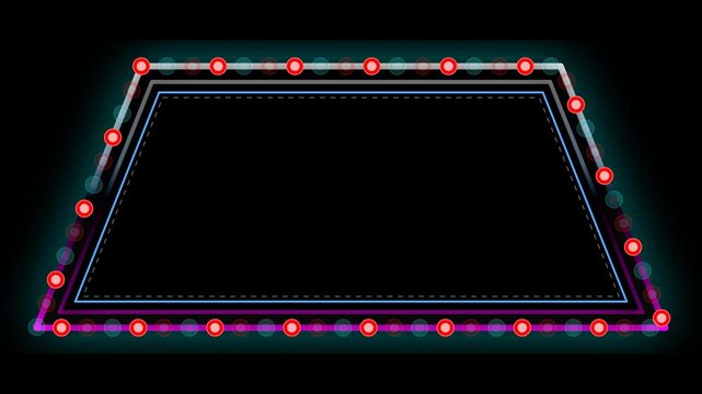 Pure solid black luma key 1980s synthwave outrun retro marquee frame.