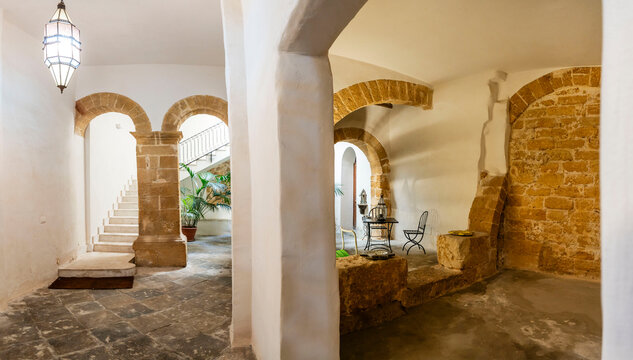 interior of a palatial house, Kasbah of Mazara del Vallo &ndash; Arab quarter, free municipal consortium of Trapani, Sicily, Italy, Europe