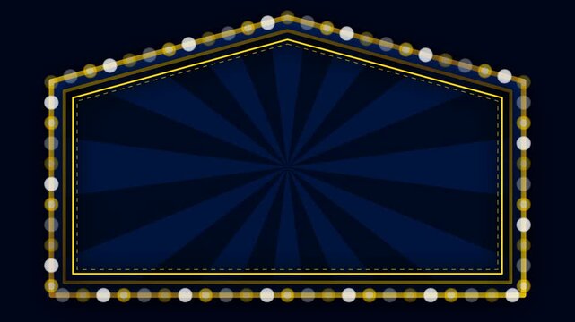 Midnight circus dark blue and gold vintage carnival big top retro marquee frame.
