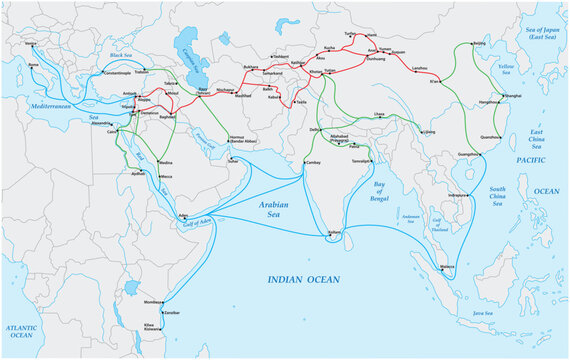 Detailed Geographical Map of the Ancient Silk Road