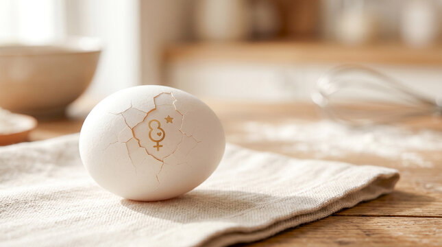 Cracked Egg Revealing a Small Star Pregnancy Symbol for Baby Announcement Design