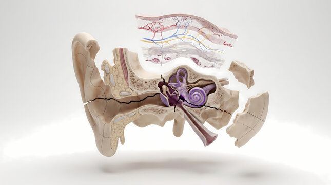 Anatomical Model Of The Human Ear - Detailed Cross-Section