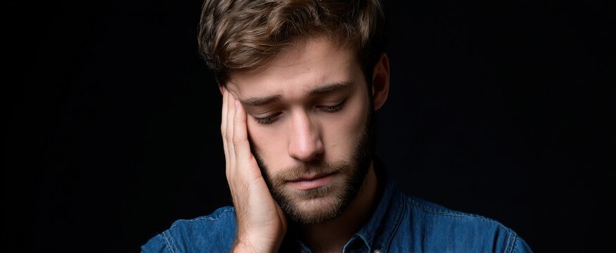young guy hiding his sorrow and emotional struggle