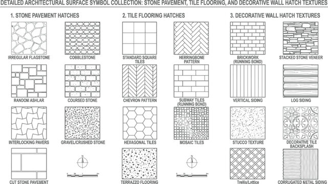 Architectural surface and flooring collection featuring diverse texture patterns