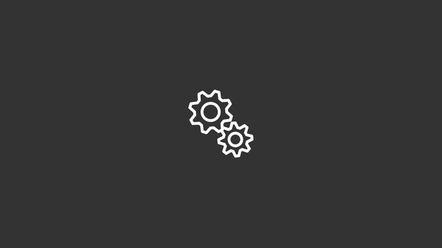Clean Line Art Icon of Interlocking Gears Representing System Settings and Mechanical Processes