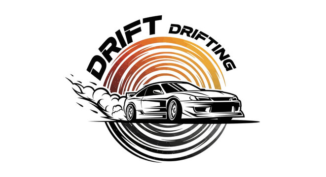 Drifting car racing speed illustration.
