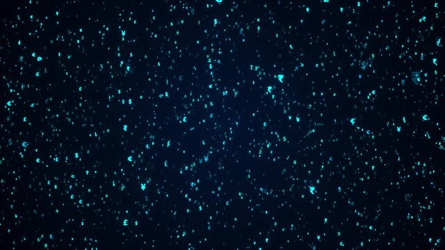 Global Currency Symbols Flying in Matrix Space &ndash; Digital Financial Data Motion Graphics Background