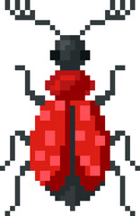 Fototapeta premium Ladybug Top View Pixel Art