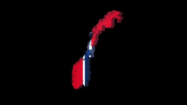 Norway 3D Rotating Flag Map Alpha Channel Loop