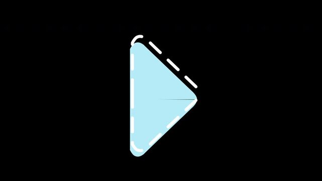 A light blue play button icon appears on a black background, symbolizing the start of a video or audio playback.