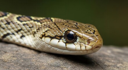 Fototapeta premium Close up portrait of a patterned brown snake head.