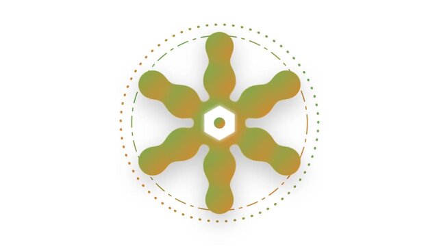 Premium transparent background liquid clockwork loader animation with holographic counter-rotating gooey orbs and breathing hexagon core.