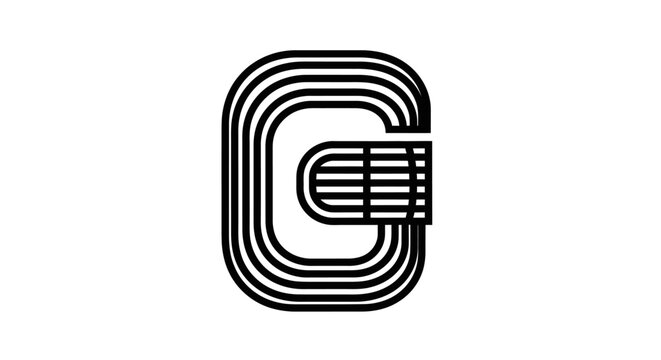 Abstract monogram letter G with parallel lines logo.