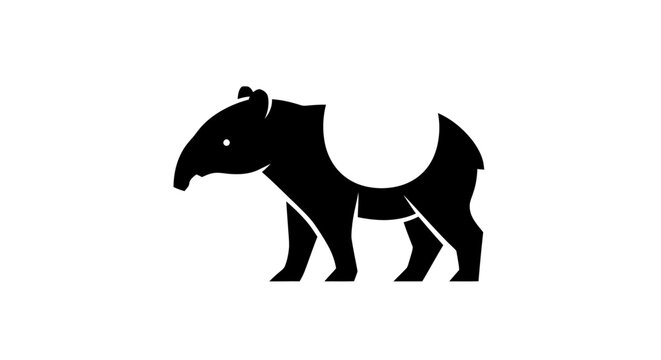 Abstract black anteater or tapir animal silhouette logo.