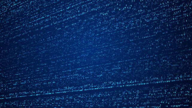 Computer Binary Matrix Big Data Streams with Flowing Digital Code Particles &ndash; Futuristic Cyber Data Flow Motion Background