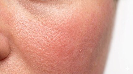 Fototapeta premium Extreme close up of skin texture with prominent pores and red erythema