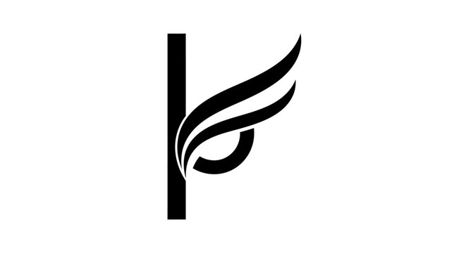 Abstract winged letter P or F initial logo.