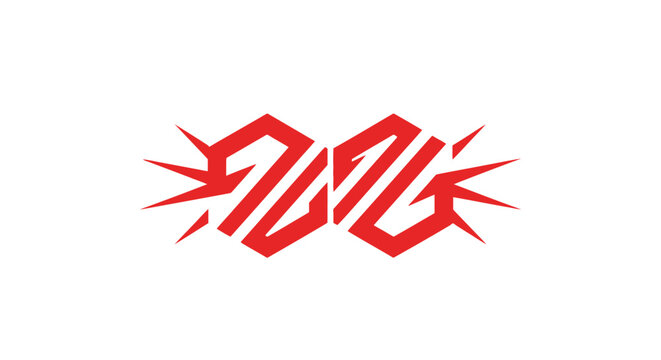 Abstract red dynamic lightning bolt and zigzag shape logo.
