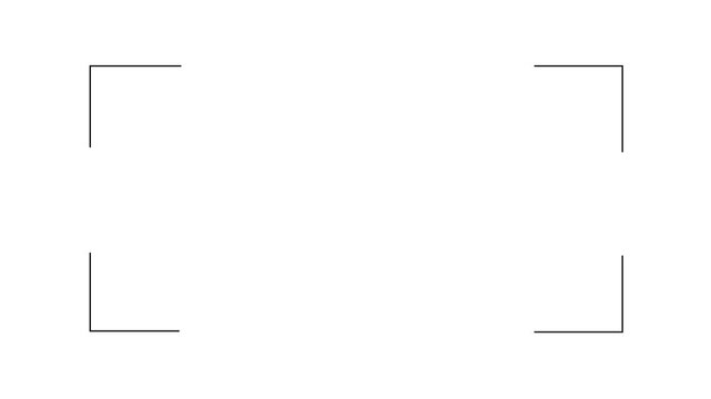 Camera viewfinder frame recording corners with trim paths line drawing animation on white background.