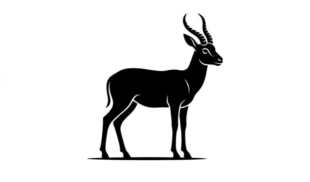 Minimal springbok antelope silhouette logo vector with African wildlife symbol