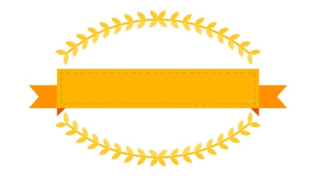 Folded Ribbon Banner Laurel Wreath