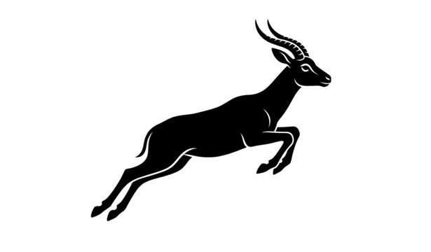 Springbok antelope jumping silhouette vector with dynamic African wildlife design