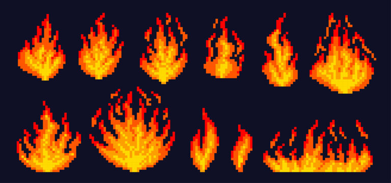 Fire Flames Sprite Sheet Pixel Art