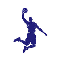 Basketball player silhouette jumping with ball, action graphic design © Andre