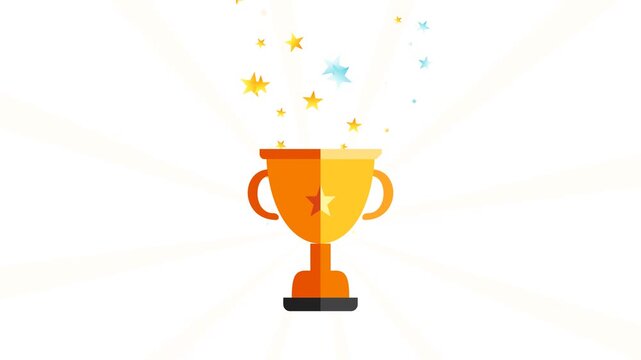 Golden Trophy of Excellence with Shooting and Floating Shiny Stars