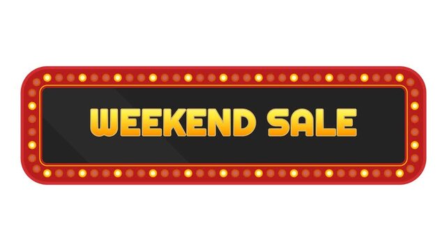 Vertical Rounded Rectangle Red Marquee Weekend Sale