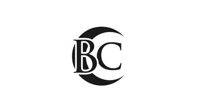 Black and white BC monogram logo with crescent