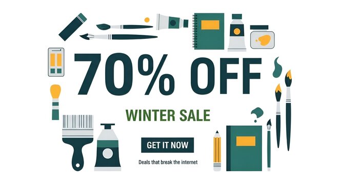 Colorful Winter Sale Discount Graphic Design Elements.