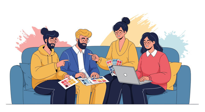 Creative Team Brainstorming Session - Color Palette Selection for Project