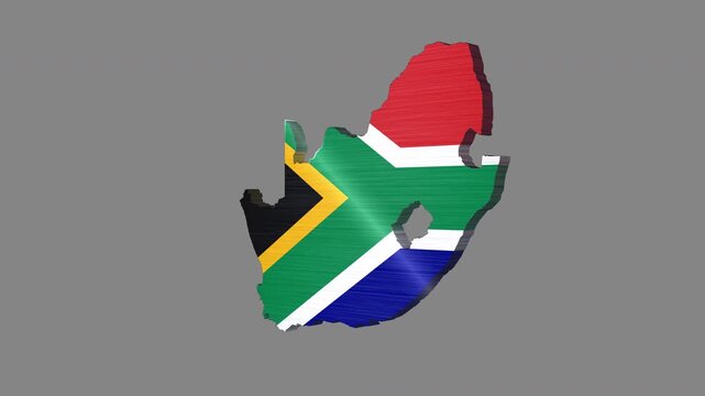 South Africa 3D Rotating Flag Map Alpha Channel Loop