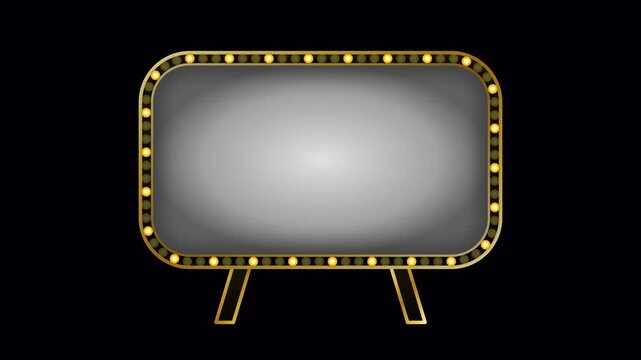 Classic silver screen retro drive-in movie theater marquee frame.