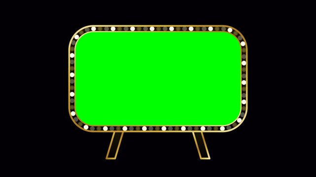 Green screen chroma key retro drive-in movie tv screen marquee frame.