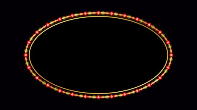 Pure solid black luma key elegant oval mirror retro marquee frame.