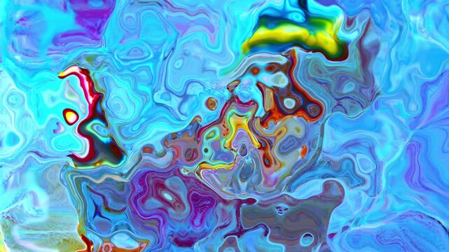Paint movement redistributes color weight across the frame, altering depth perception.