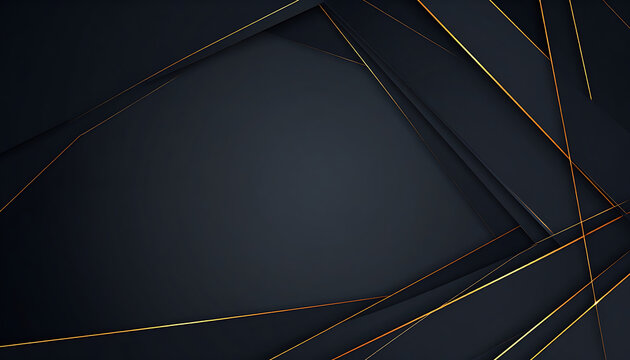 Dark abstract geometric background with gold glitter and lines, luxury pattern, modern design.