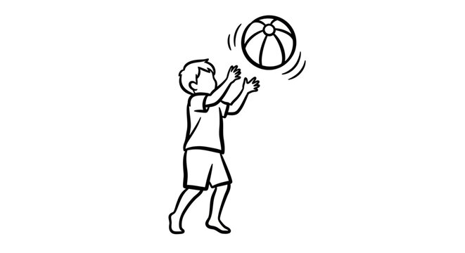 Child happily playing with colorful bouncing ball indoors.