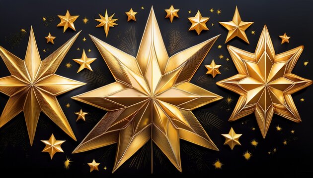 Conjunto De Estrelas Douradas Um Aglomerado De Estrelas Douradas Brilhantes Dispostas Em Uma Composicao Visualmente Atraente Perfeita Para Transmitir Conceitos De Excelencia E Qualidade
