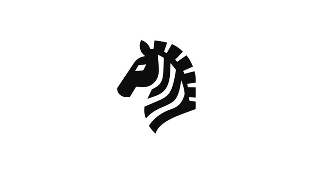 Minimalist black and white zebra head icon illustration. Stylized vector graphic of a wild animal profile, perfect for logo design.