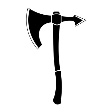 Black silhouette of a medieval battle axe with a pointed end.