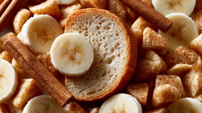 banana bread ingredient flat lay background with artisan bakery aesthetic
