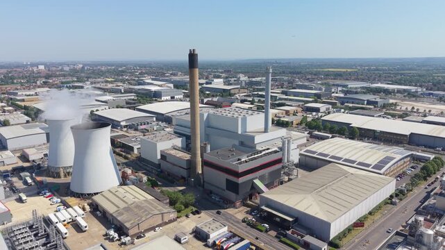 Multifuel Waste to Energy Plant in Industrial Area on Sunny Day