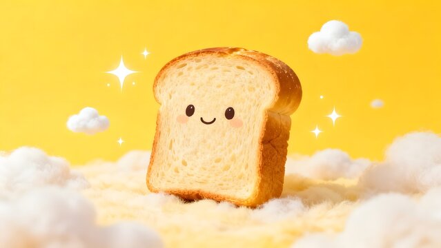 Cute bread slice with happy face