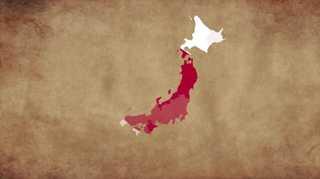 Japan map with the flag inside animation paper video 4K