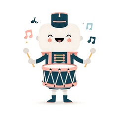Fototapeta premium Cute cartoon chef character holding a basket with cooking utensils.